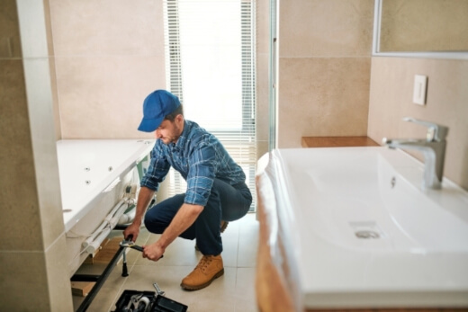 An electrician doing bathroom renovation An electrician doing bathroom renovation